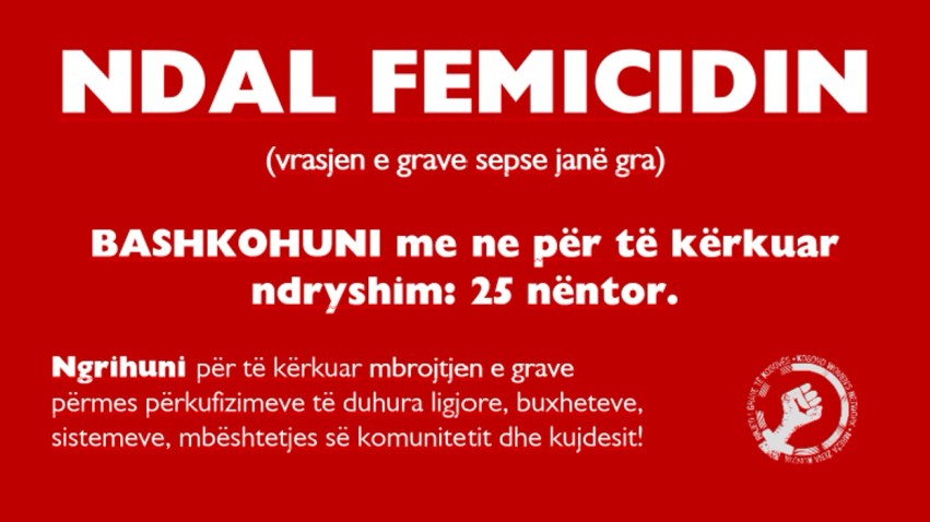 Valë revolte kundër femicidit: RrGK thirrje urgjente për protestë gjithëpopullore më 25 nëntor