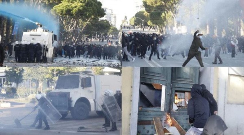 Tensione dhe përleshje para Kryeministrisë: Gurë, gaz lotsjellës dhe ndërhyrje me ujë me piper