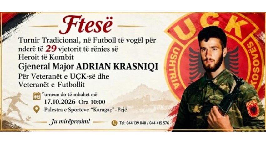 Peja bëhet gati për turneun përkujtimor në nder të Heroit të Kombit, Adrian Krasniqi